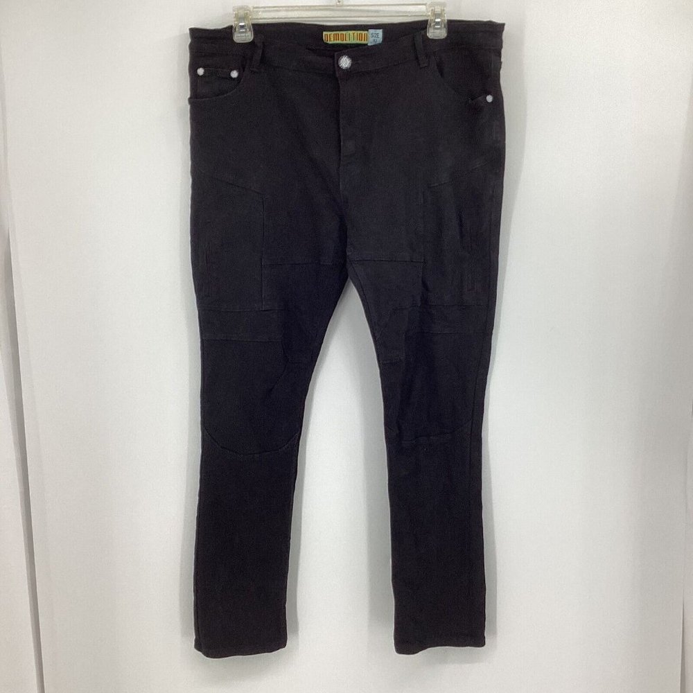 Demolition Men's Denim High Rise 5 Pocket Straight Leg Jeans Black Size 42x31